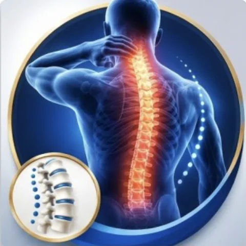 Illustration of a human back with the spine highlighted